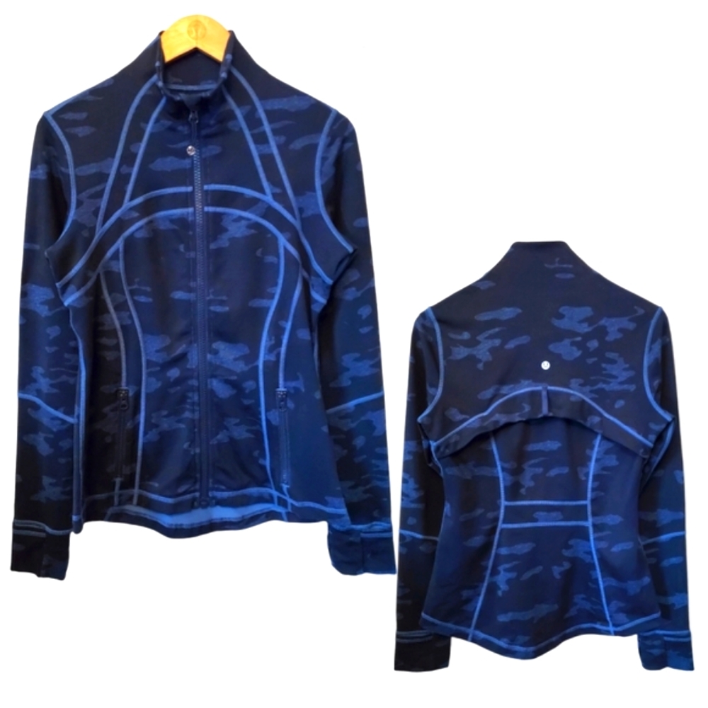 Excellent Lululemon Camo Lotus Blue Define Activewear Running Outdoor Jacket 8